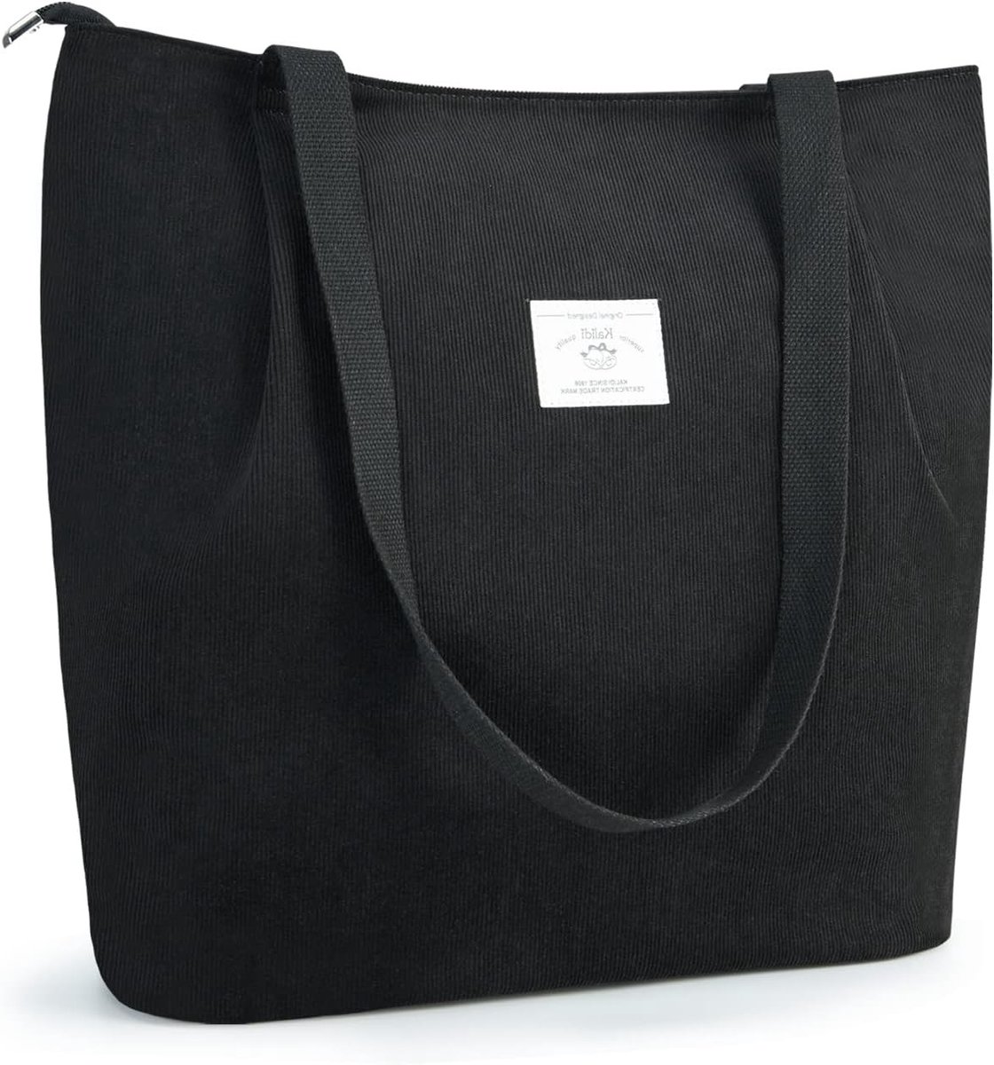 Waterdichte Draagtas met Rits voor Vrouwen - Grote Shopper Handtas met Schouderband voor Werk, Reizen en Winkelen, Zwart