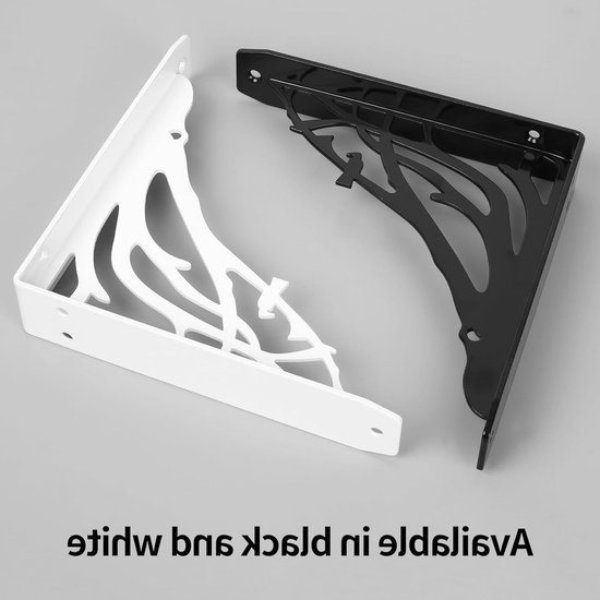 Zware Wandbeugels voor Drijvende Planken, Decoratieve Metalen Steunbeugels, Triangulaire Hoeksteunen (Wit, 20.5 cm, Boomstijl) - 2 Stuks — afbeelding 3