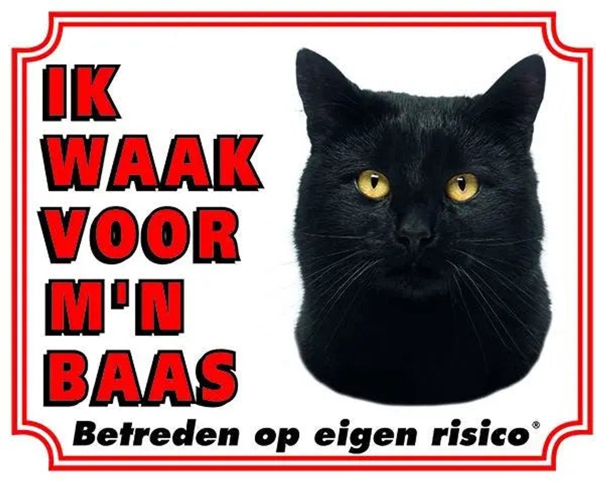 Bol.com Katten Waakbord - Ik waak voor mijn baas Zwart aanbieding