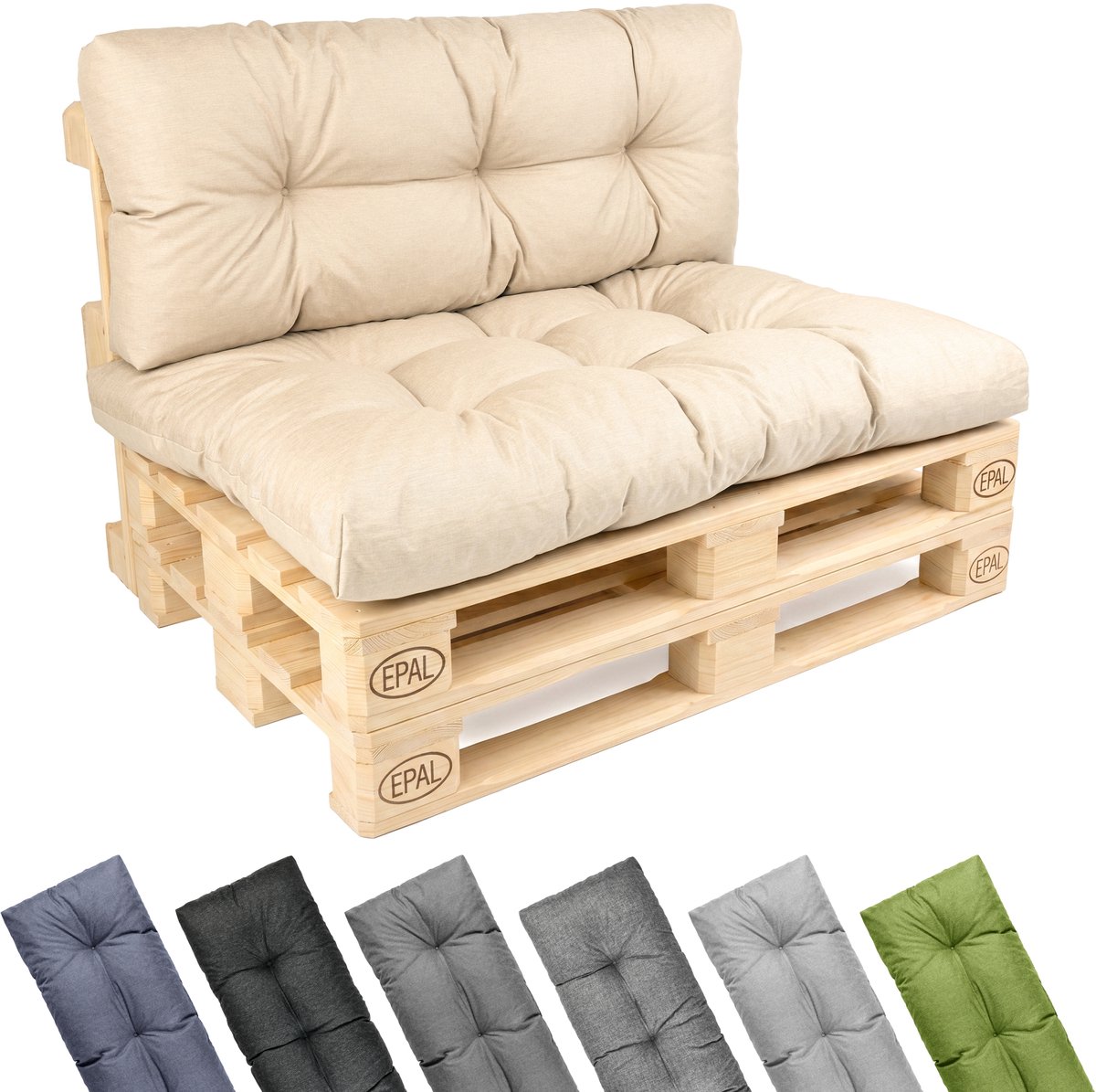 Garronda Palletkussen Set 2-delig Waterafstotend UV- en Waterbestendig voor Palletbank GD-0252 Cappuccino