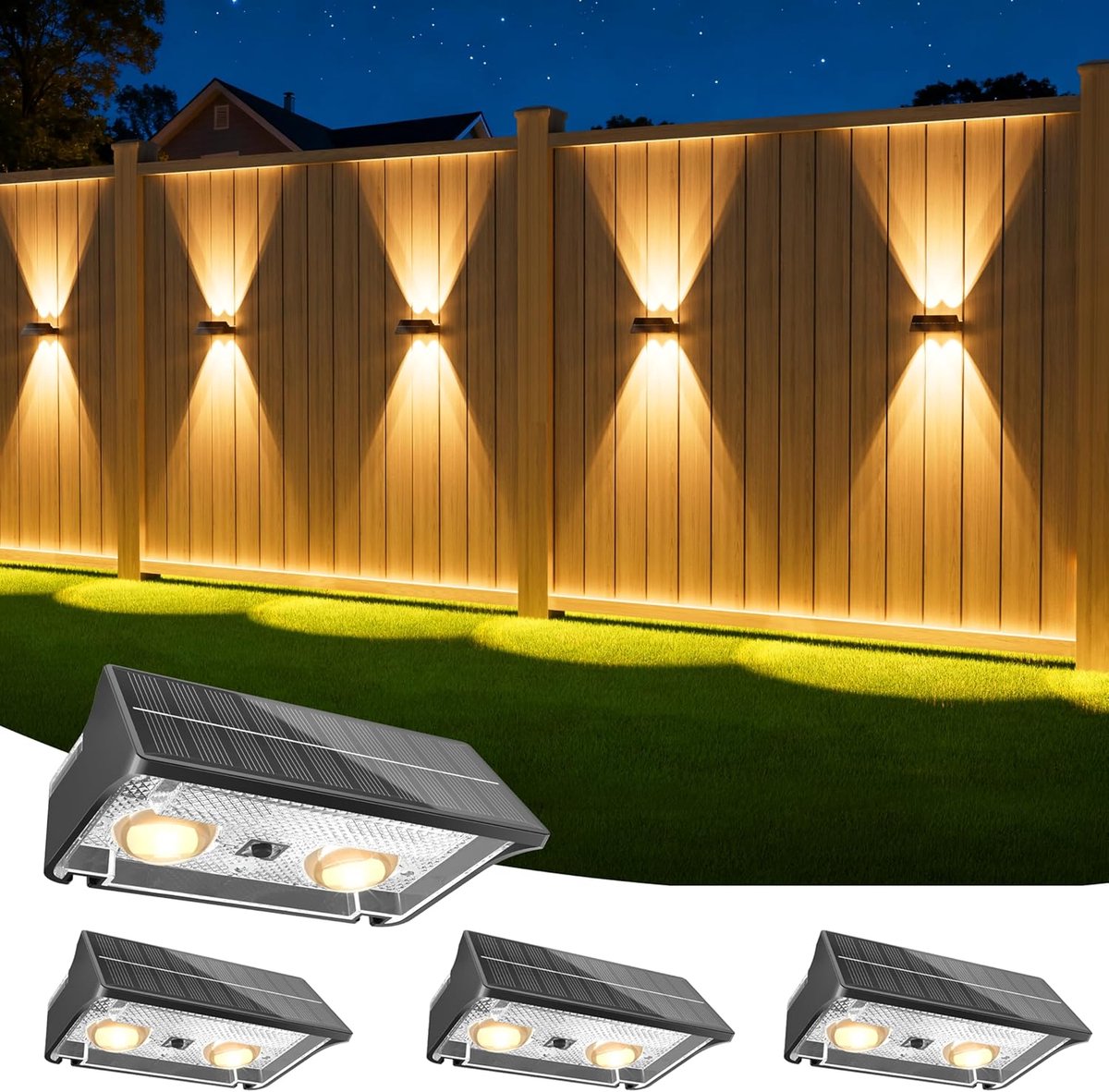 SnelShoppen - Solar Wandlamp Buiten - 4 Stuks - IP65 Waterdicht, Duurzaam ABS Materiaal, Energiezuinig, Automatische Dagschakeling, Perfect voor Tuin,