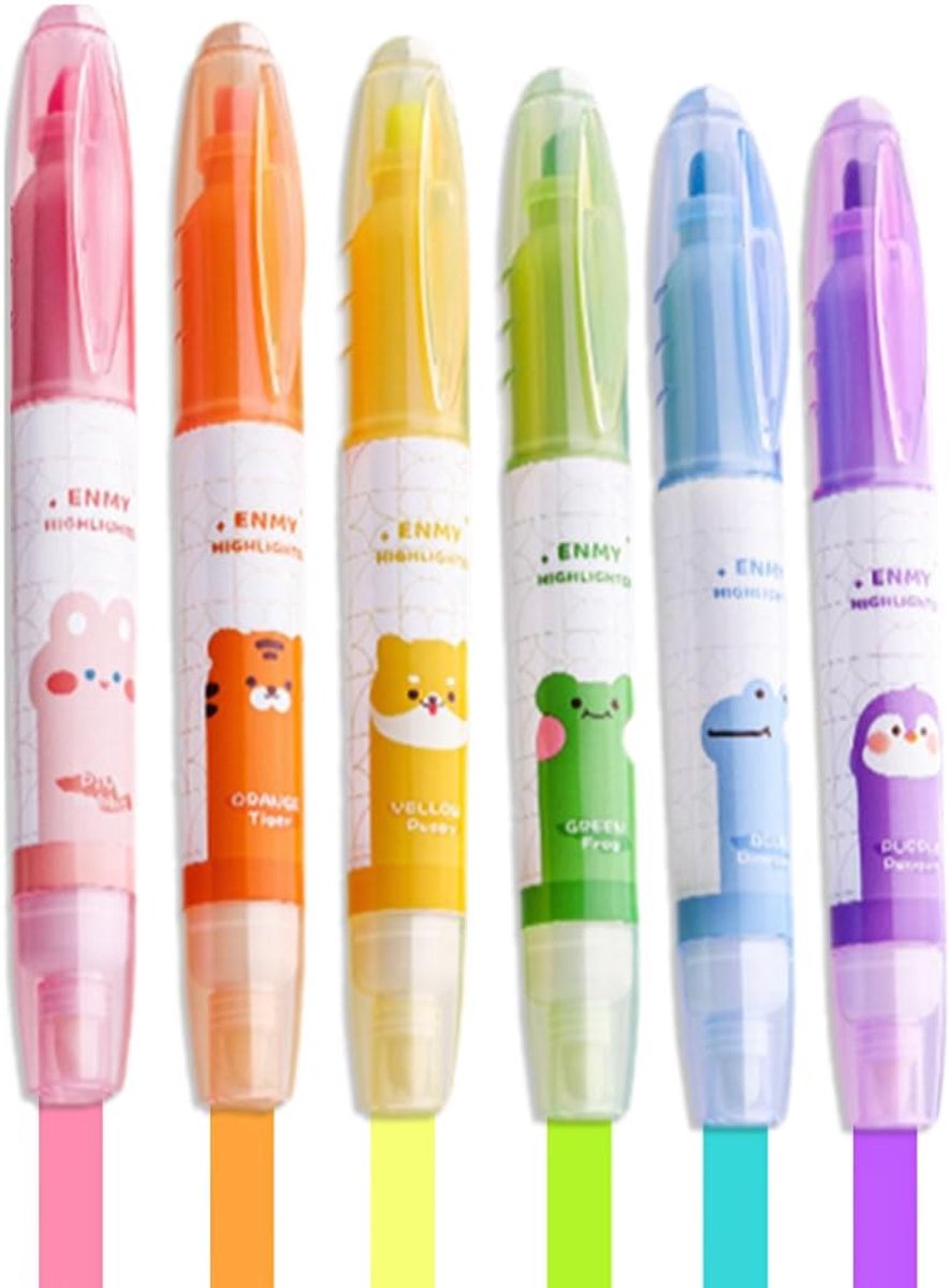SnelShoppen - Magic Highlighters Set van 6 - Dubbelzijdige Uitwisbare Markers voor Tekenen, Notities en Bijbel Markeren - Perfect voor Studenten, Kind