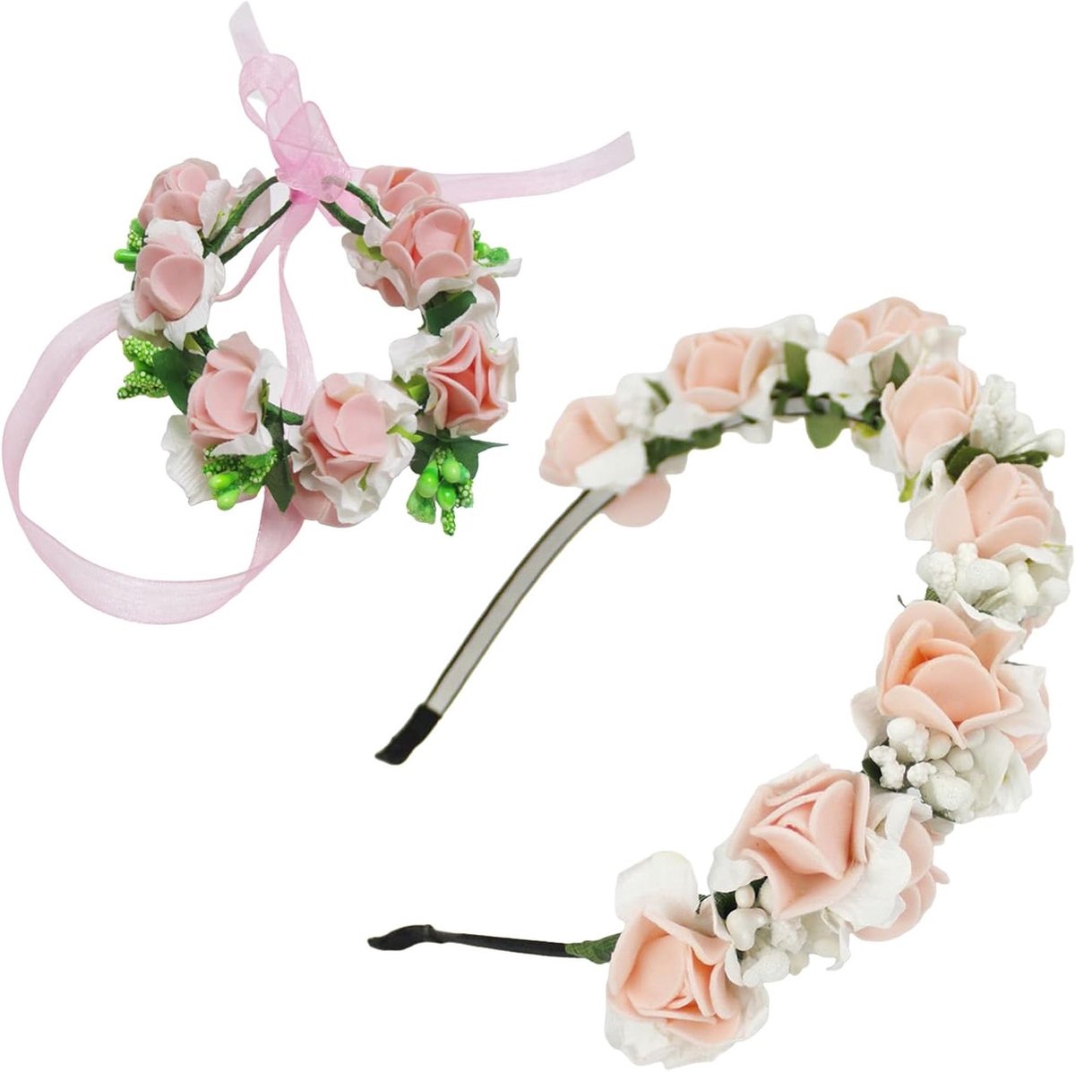 Bloemen Haarband en Armband voor Vrouwen, Kostuumaccessoires voor Oktoberfest, Bavarian Stijl, Feestelijke Sieraden, Perfect voor Bierfestivals en Kostuumfeesten