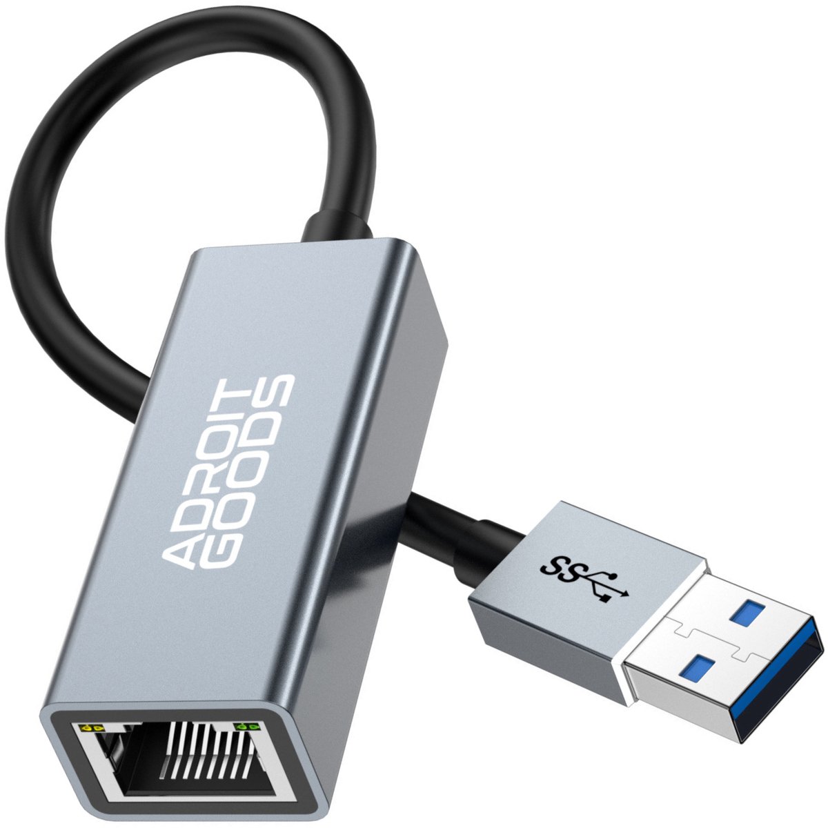 AdroitGoods USB-A naar Ethernet Adapter Gigabit LAN - 1000Mbps Netwerk Adapter USB 3.0 RJ45 LAN Adapter Snelle Internet Verbinding Laptop PC