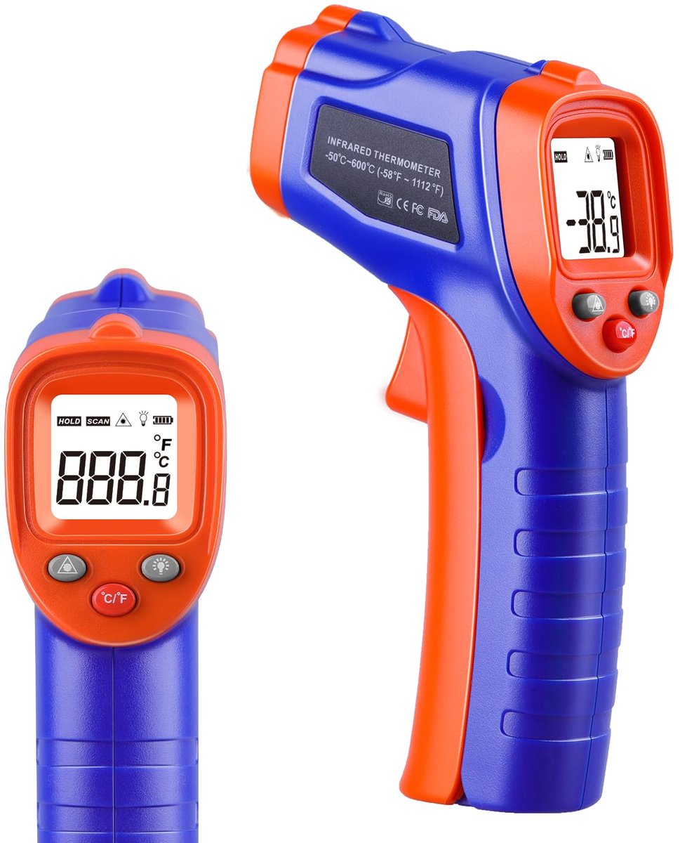 SnelShoppen - Professionele Infrarood Thermometer -58°C tot 600°C - Ideaal voor Grilling, Pizza Oven, Auto Reparaties, Keuken en Thuisgebruik