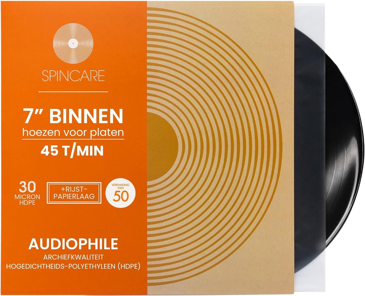 SnelShoppen - 50x 7 inch Binnenhoezen voor 45 RPM Singles | Antistatische HDPE Vinyl Record Hoezen | Archiefkwaliteit voor 7" Platen | Beschermende Dr