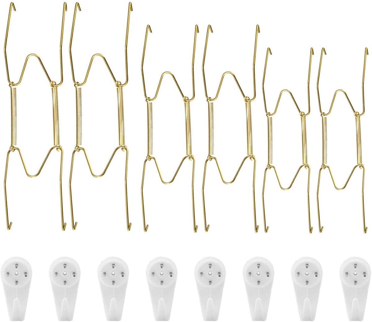 SnelShoppen - Pack van 6 Wandplaten Haken - Onzichtbare Ronde Plaat Hangers - RVS Met Gouden Afwerking - Decoratieve Bord Houder Voor Wanddecoratie -
