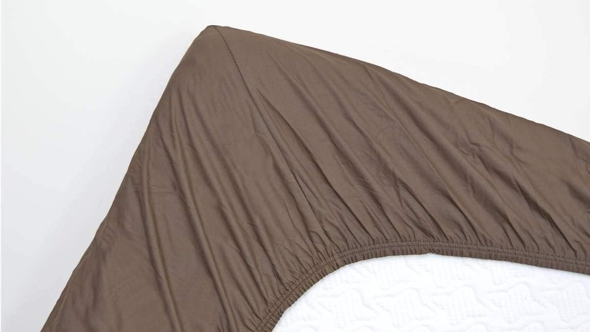 SnelShoppen - Fitted Sheet Percale Katoen - Extra Hoog 160x210 cm - Geel - Geschikt voor Boxspring en Waterbedden - 40 cm Hoogte