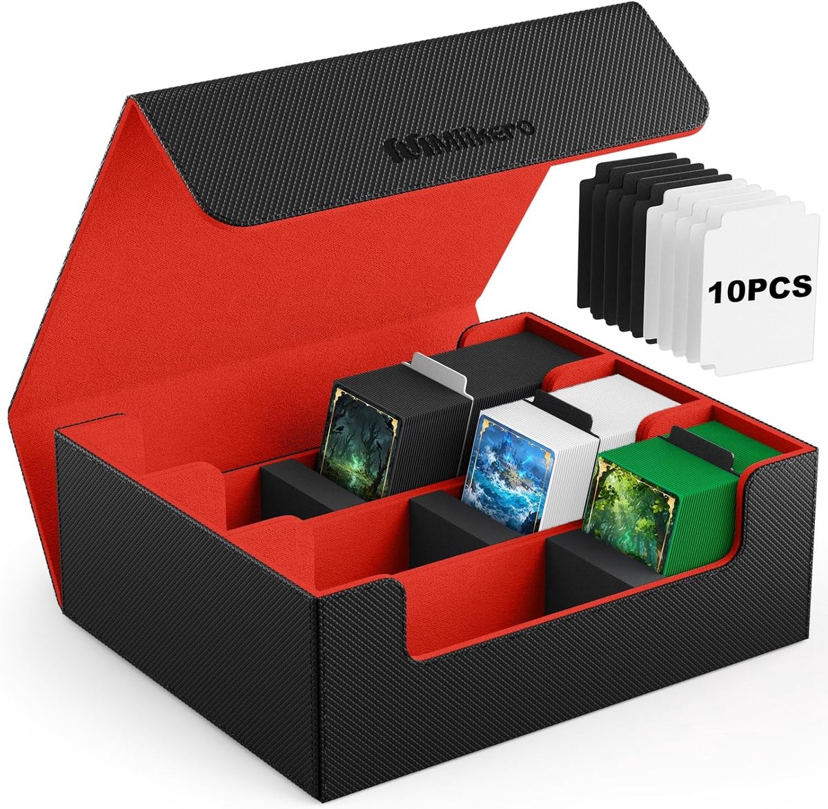 SnelShoppen - Grote Kaartenopslagdoos voor 1800+ Sportkaarten, Magneetkaarten, Deck Box met 10 Kaartscheiders en 3 Foam Stoppers - Ideaal voor Verzame