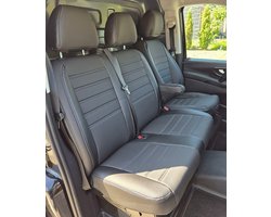 Pasvorm stoelhoezen Mercedes Vito 447 / eVito 2014-heden (past op comfort bestuurdersstoel en duobank) - Kunstleer zwart
