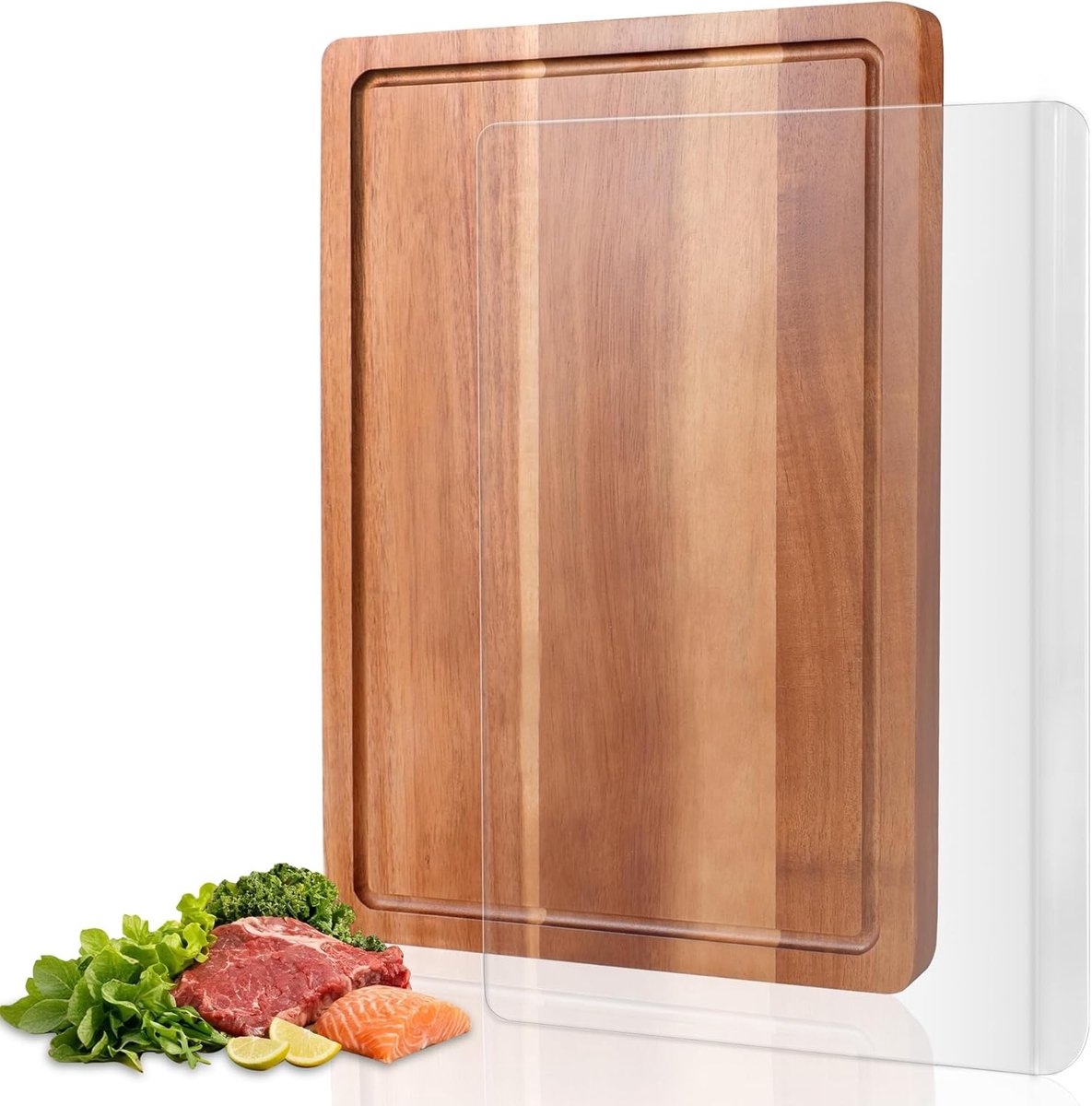 SnelShoppen - Snijplank Acacia Hout - Keuken Snijplank voor Vlees, Groenten en Fruit - Duurzaam, Ondersteunt Koken & Grillen - Ideaal voor Thuis of Ca