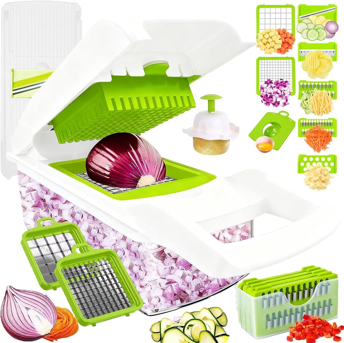 SnelShoppen - Multifunctionele Groentesnijder en Mandoline Slicer - Julienne Cutter, Rasp voor Ui, Tomaat, Aardappel, Komkommer - Keukengereedschap, R
