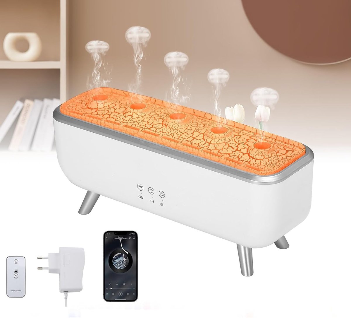 SnelShoppen - Jellyfish Aroma Diffuser 300 ml - Dynamische Geurverspreider met Kleipick-up, 4/8 Uur Timer, 7 Kleuren Licht, 2 Spray Modi en Afstandsbe
