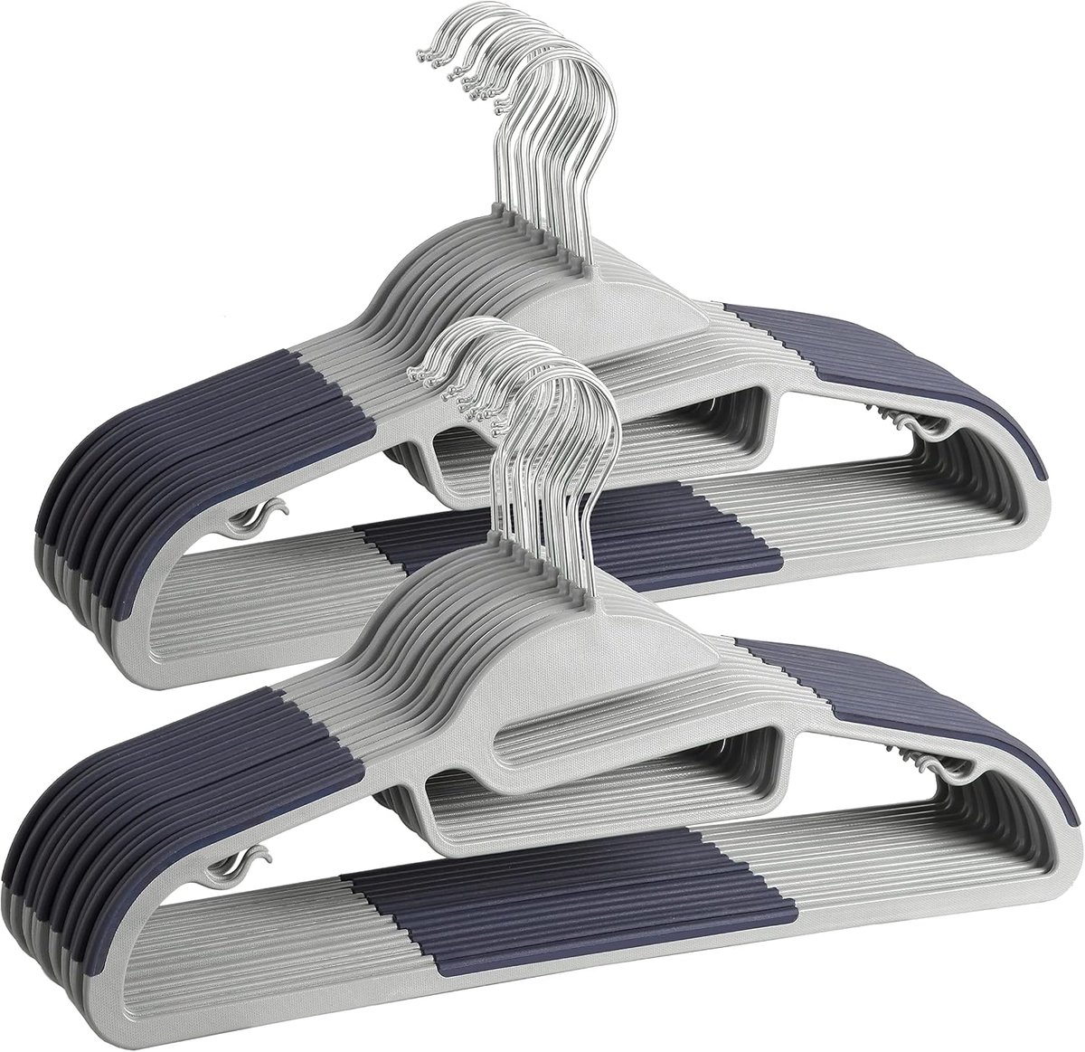 SnelShoppen - 50-pack Heavy Duty Plastic Hangers - Duurzame Kledinghangers met Antislip Pads - Ruimtebesparende Easy Slide Organizer voor Kledingkast