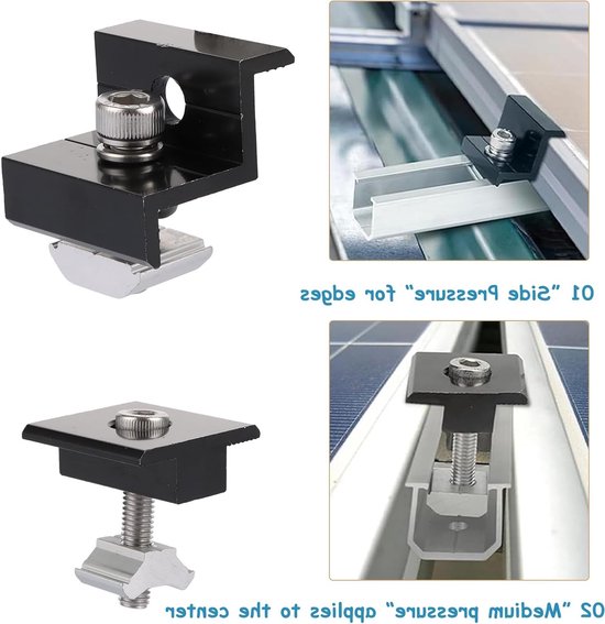 Set van 6 Solar Panel Beugels met 12cm Aluminium Profiel, Verstelbare Steunen voor Trapeziumdaken en Metalen Daken, Inclusief Rails en Accessoires — afbeelding 3