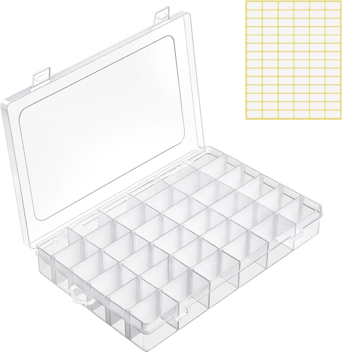 SnelShoppen - Bead Storage Box - Juwelen Organizer met 36 Compartimenten, Verstelbare Plastic Opbergdoos voor Sieraden, Vissen, Knutselen en Hobby's
