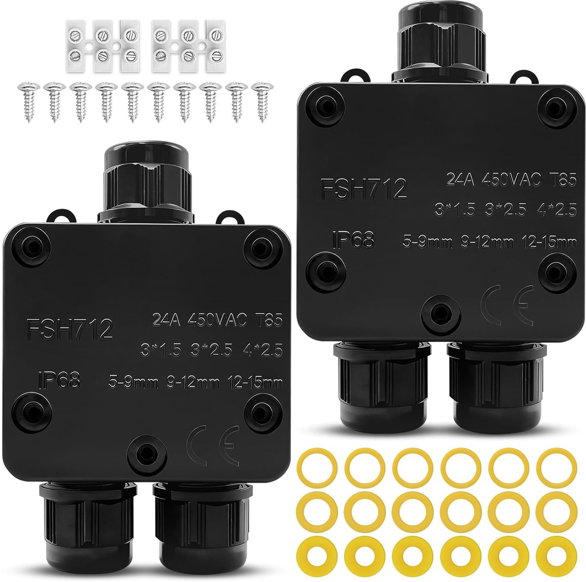 SnelShoppen - 2pcs IP68 Waterdichte Junction Box, 3-Weg Buiten Kabelverbinder, Elektrische Buiten Junction Box, Grond Kabel Terminal Box voor Tuin Gro