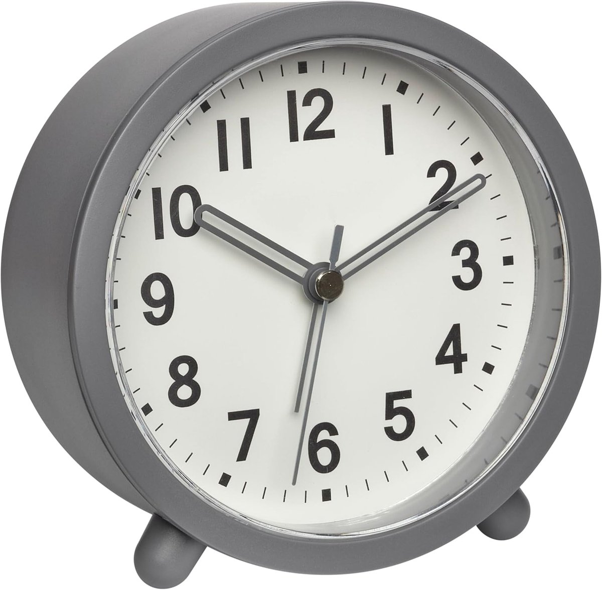 SnelShoppen - Analoge Alarmklok met Stille Beweging, Quartz, Snooze Functie, Achtergrondverlichting, Moderne Tafelklok, Grijs, Draagbaar voor Thuis en