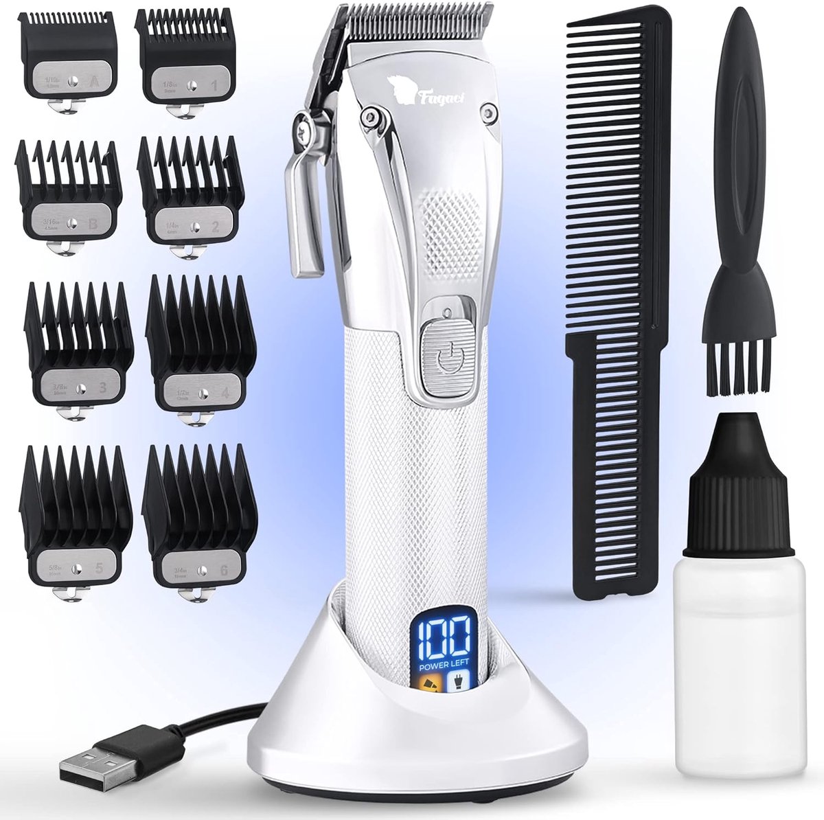 SnelShoppen - Professionele Haartrimmer voor Mannen met Turbo Power, Draadloze Haarsnit Machine, Precisie Scharen, 5 Uur Accuduur, Kapsalon Set voor T