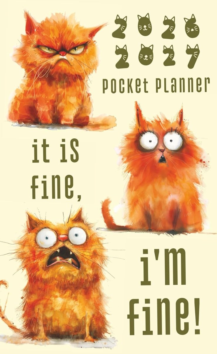 SnelShoppen - 2026-2027 Pocket Planner Agenda Organizer voor Handtas met Grappig Kat Thema, Maandkalender, Doelen en Notitiepagina's, Compact en Prakt