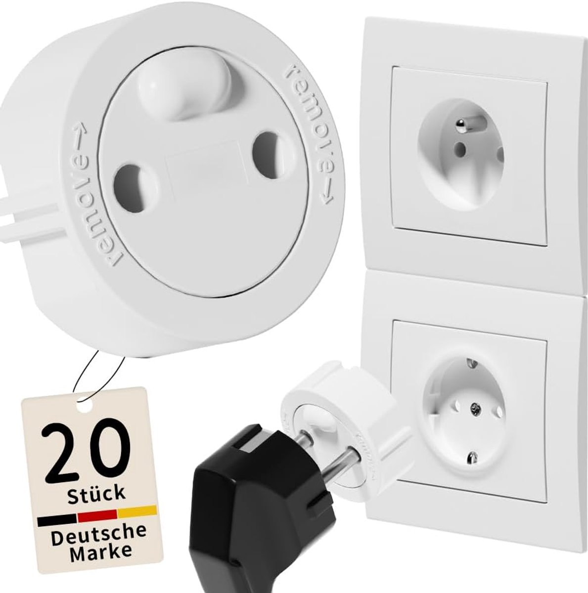 SnelShoppen - Socket Protection 20 Stuks Kinderveiligheid Type E/F Stopcontact Bescherming - Volledige Dekking tegen Stroomstoten, Stofdicht, Tool-vri