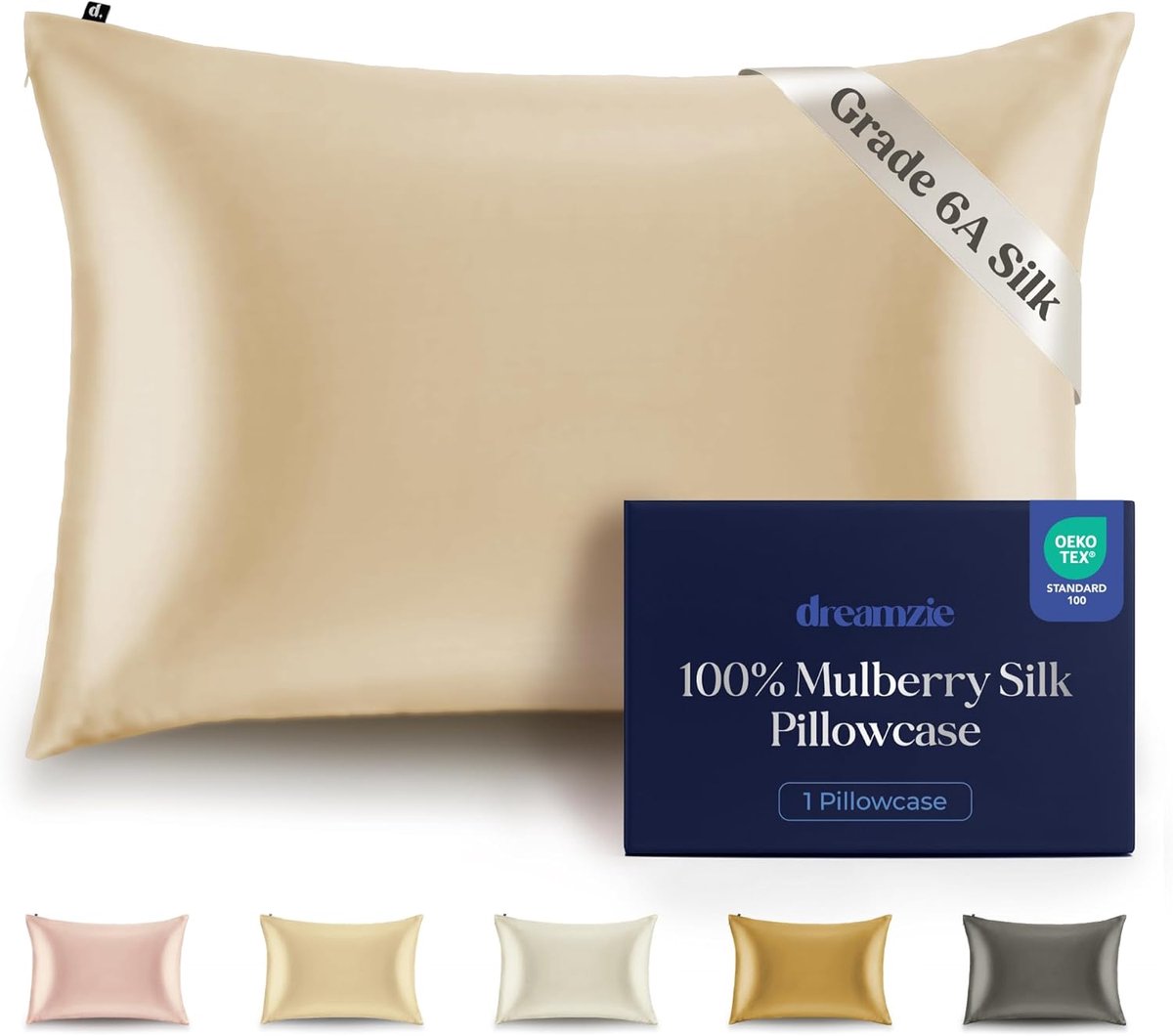 SnelShoppen - Zijde Kussensloop 100% Mulberry Silk 22 Momme 6A Oeko-Tex - Luxe Kussensloop voor Huid en Haar - Ivory 50 x 70 cm - Ideaal voor Slaapkam