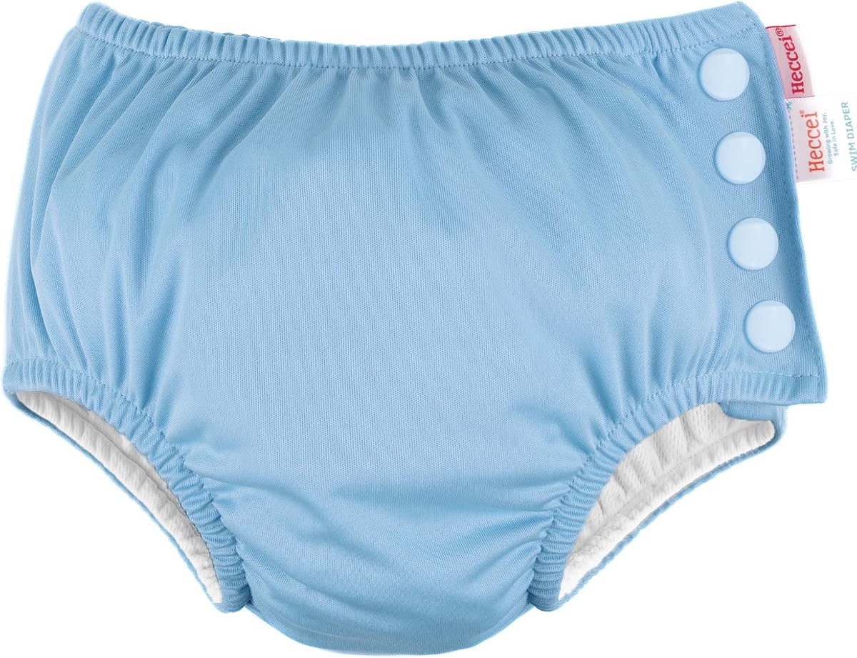 SnelShoppen - Herbruikbare Zwemluiers voor Baby 6-12 Maanden - Blauw, Comfortabele Pasvorm, Zijklikknoppen, Duurzaam en Veilig voor in het Zwembad
