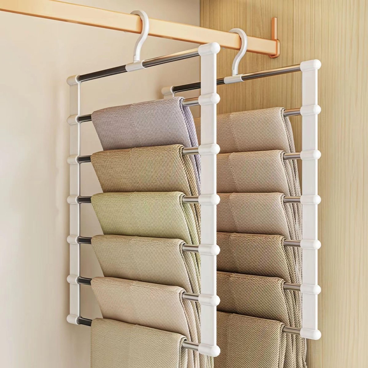 Kledinghanger - Ruimtebesparend - Verticaal - Inklapbaar - Broekhanger - Kunststof - RVS - Kledinghangers - Kledinghangers broeken - Jeans - Broeken - MultiHanger - Multifunctioneel