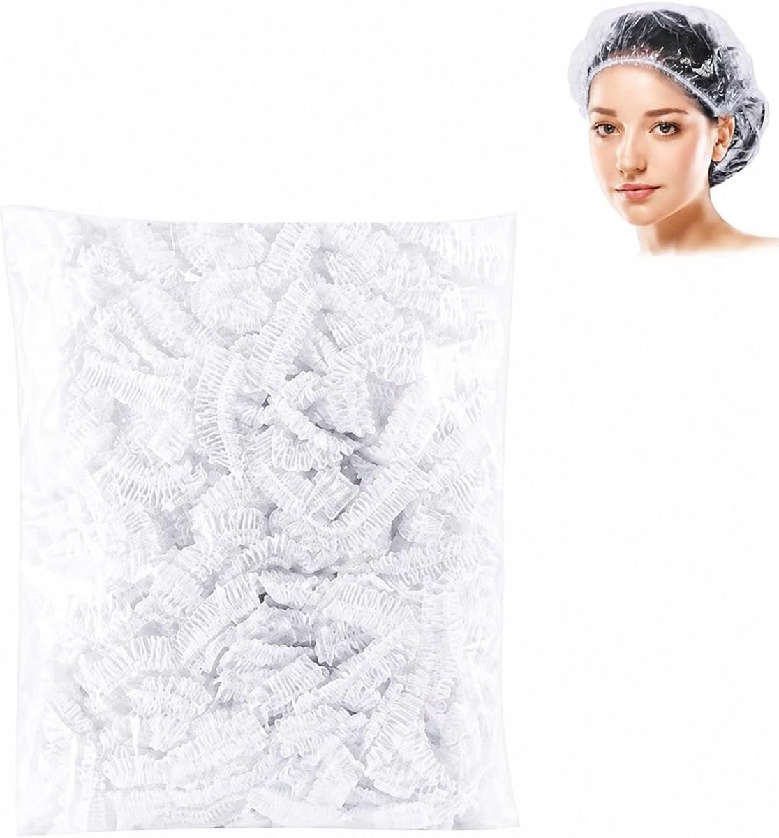SnelShoppen - 100 Stuks Wegwerp Douchcaps - Plastic Elastische Zwemcap, Waterdichte Douchekap - Haarcaps voor Thuisgebruik, Hotel, Spa en Kapsalon