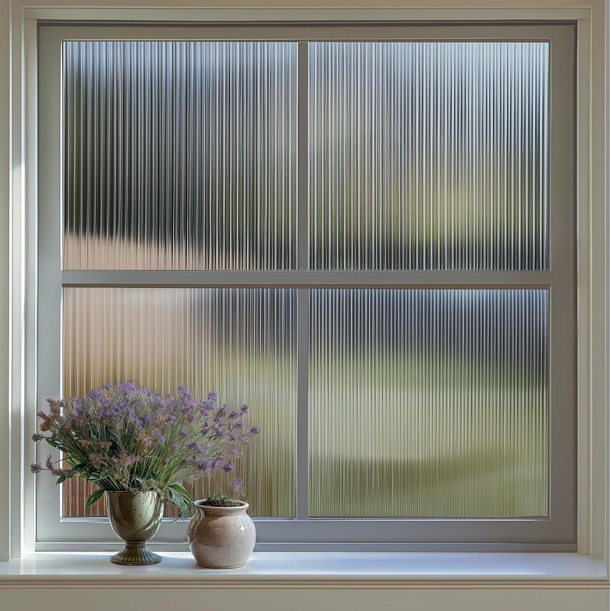 SnelShoppen - Opaque Vensterfolie met Rietpatroon, Privacyfilm, Zelfklevend en Statisch, Anti-UV Decoratieve Film voor Thuis of Kantoor, Grijs, 30x