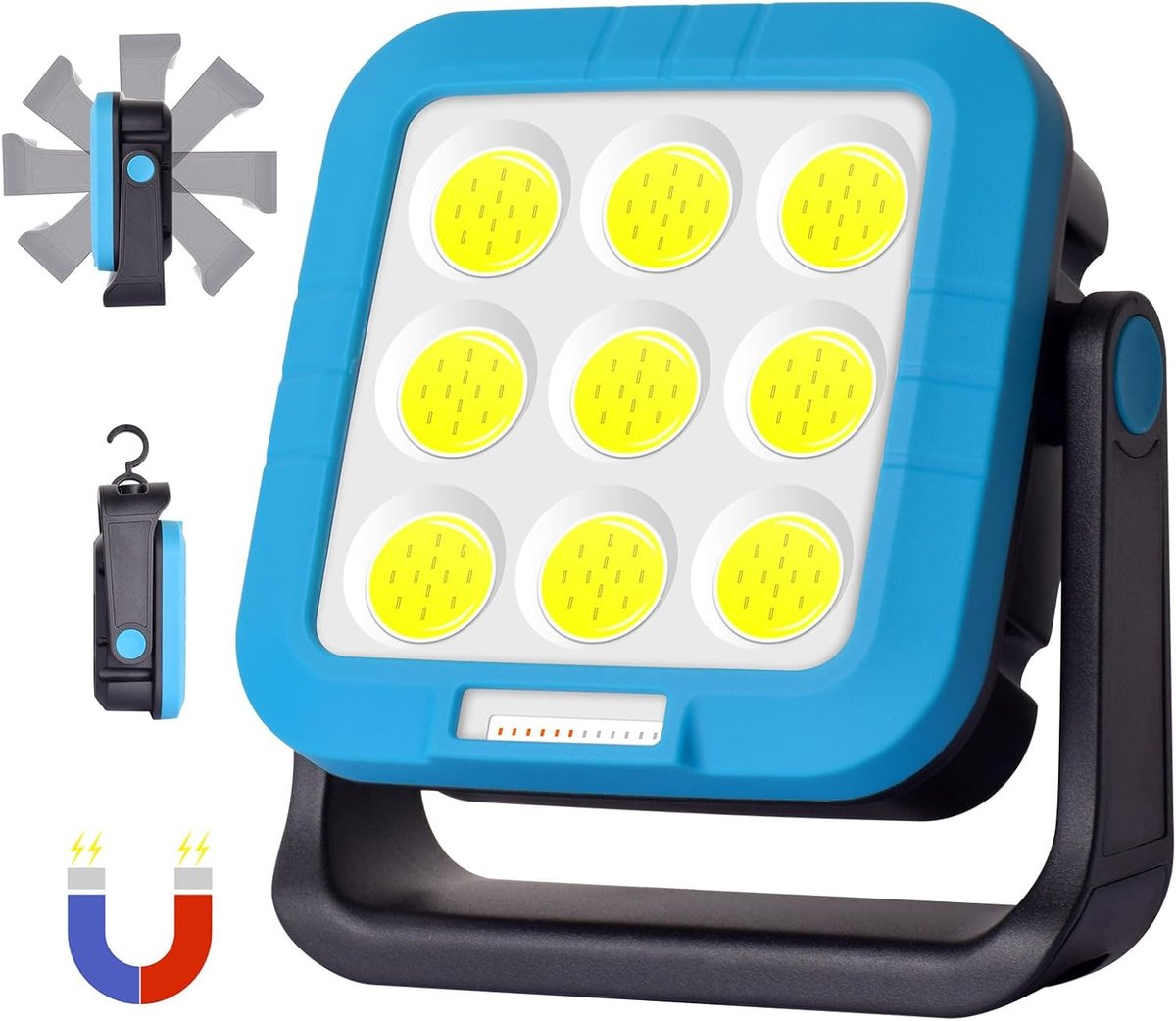 SnelShoppen - 40W LED Werklicht met Accu 2000LM, 5400mAh COB Batterij Bouwlamp met 7 Verlichtingsstanden - IP44 Waterdichte Draagbare Campinglamp voor