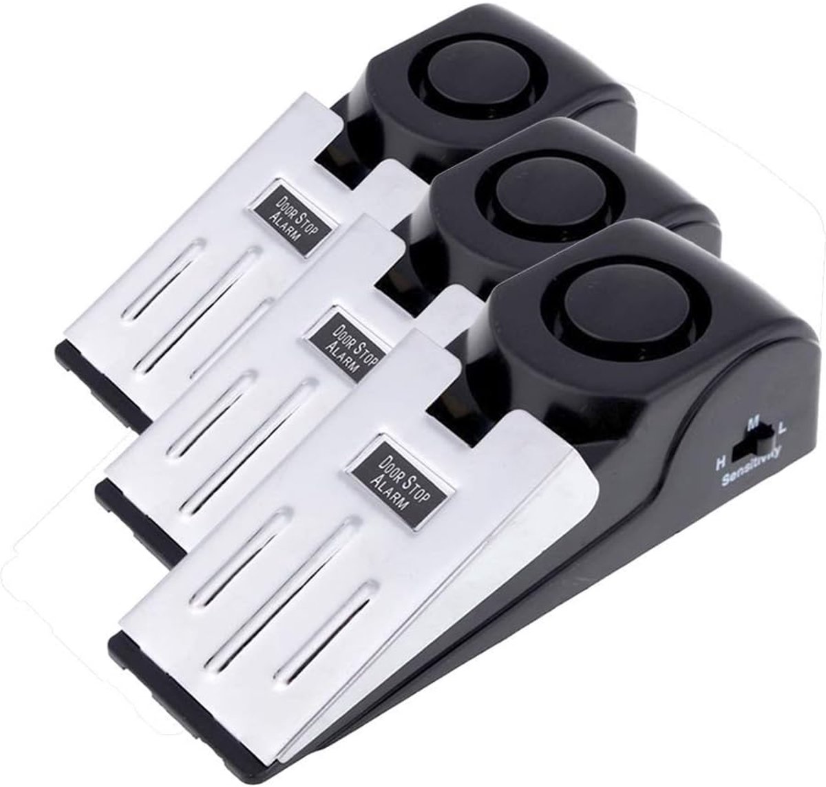 SnelShoppen - 3-Pack Deurstopper met Alarm en Vergrendeling - Mengshen MS-M68 - 120dB Geluidsalarm - Instelbare Gevoeligheid - Ideaal voor Thuis, Reiz