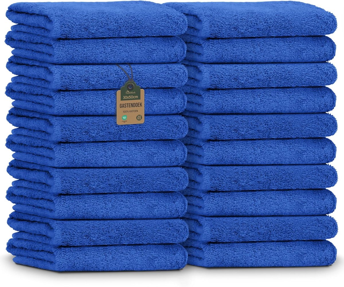 SnelShoppen - Set van 20 Gastendoekjes 30x50cm - 100% Katoen, OEKO-TEX Gecertificeerd, Zacht en Absorberend - Ideaal voor Badkamer, Wellness en Reizen