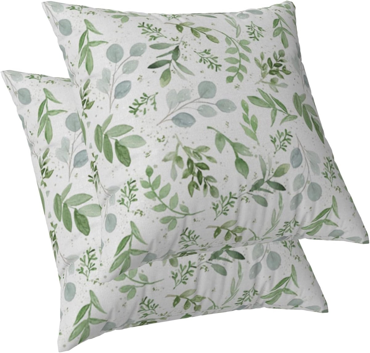 SnelShoppen - Set van 2 Groene Plant Kussenhoezen Botanische Print Lente Bladeren 50x50cm Buitenlandelijke Stijl Decoratieve Pillows met Verborgen Rit