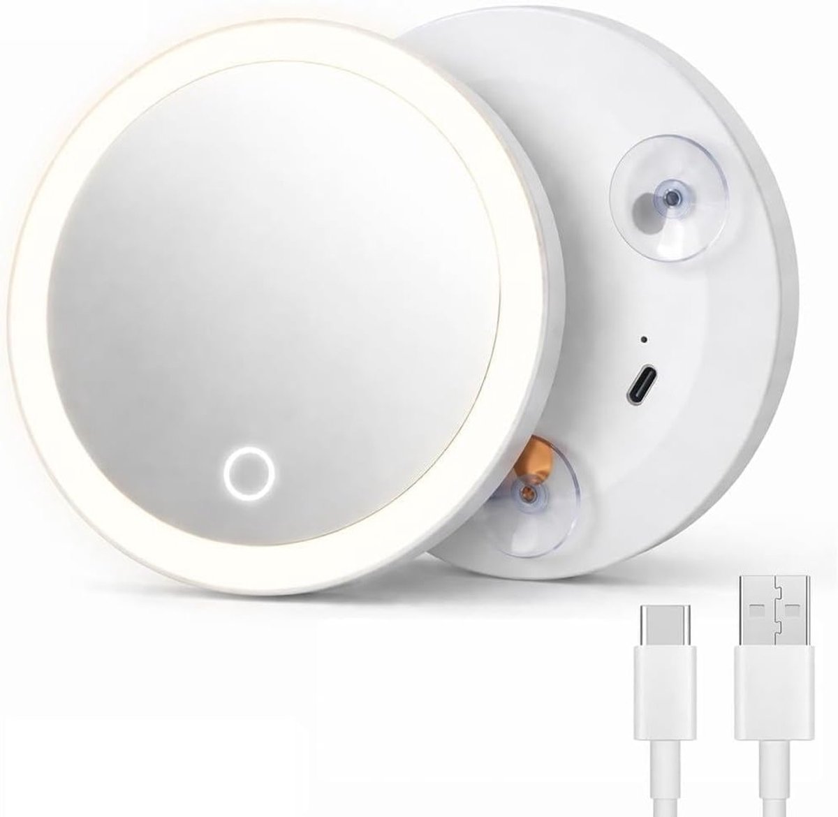 Verstelbare 30x vergrootspiegel met zuignap, 3 LED-kleuren en oplaadbaar, ideaal voor precisie en reizen, opvouwbaar en draagbaar voor onderweg