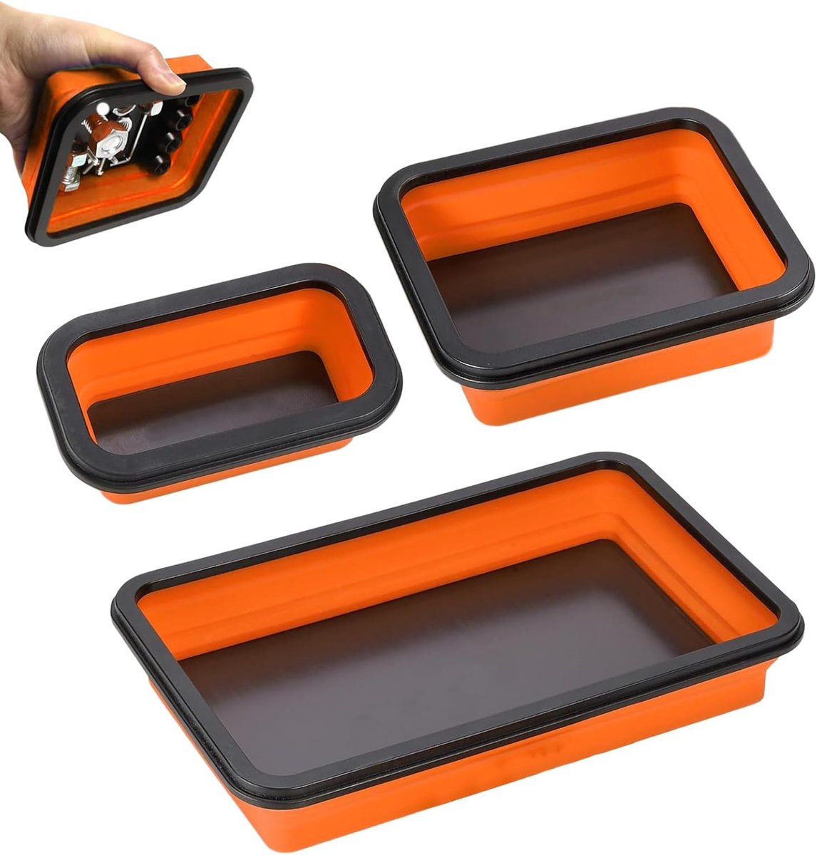 SnelShoppen - 3 Pcs Magnetische Tray, Vouwbare Werkplaatsaccessoires voor Kleine Schroeven, Moeren, Bouten en Onderdelen, Silicone Schaal, Handige Too