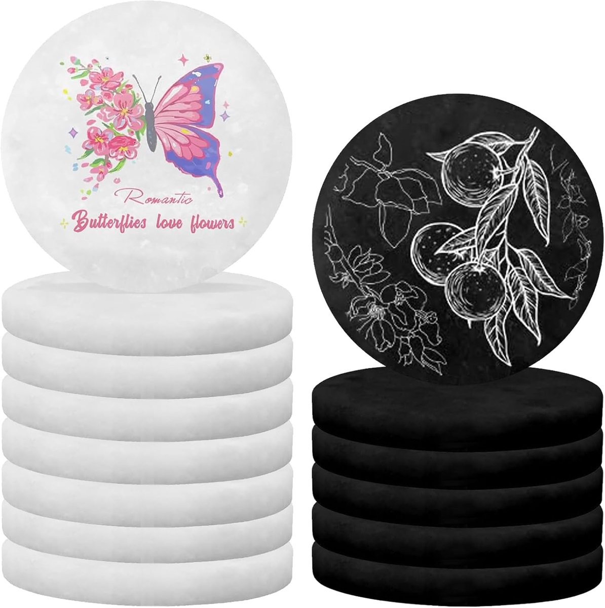 SnelShoppen - 14 Pcs 5cm Verfstenen, Zwart/Wit Dikke Ronde Stenen voor Schilderen, Kunst, DIY Decoratie, Glad Riviersteen Set voor Kinderen en Volwass