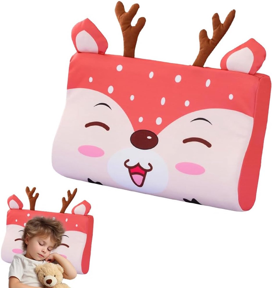 SnelShoppen - Kussen voor Kinderen 45 x 27 cm van Traagschuim, Ergonomisch, Ademend, Huidvriendelijk, Rustgevend met Kussensloop, Ideaal voor Jongens