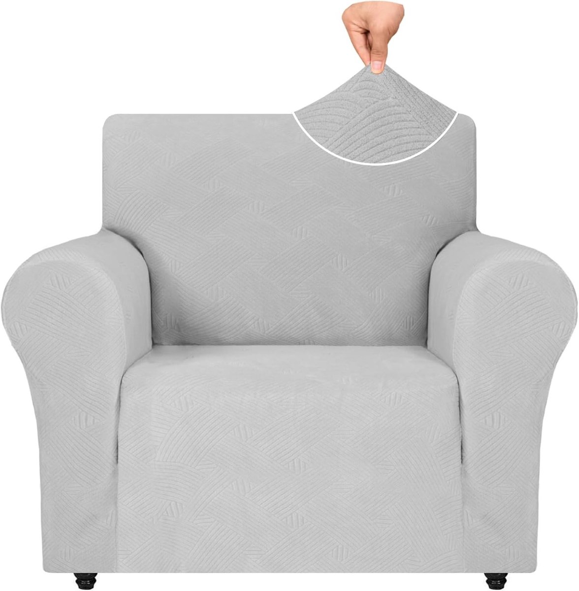 Elastische Stretch Bankhoes voor 1 Zit, Universele Sofahoes met Anti-slip en Krasbestendig Design, Zilvergrijs