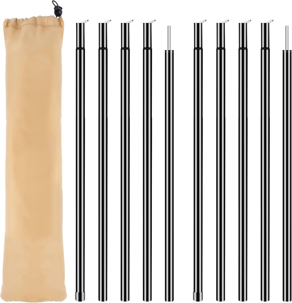 SnelShoppen - Telescopische Tentpalen Set van 2, Verstelbare Camping Poles, RVS Tentstokken voor Tenten, Awnings en Tarpaulins van 50 cm tot 200 cm, P