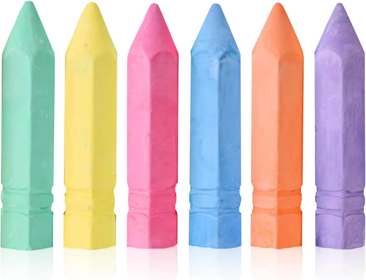 SnelShoppen - 6 Stuks Kleurige Conische Straatchalk voor Kinderen - Wasbaar, Niet-Toxisch, Groot voor Creatieve Activiteiten - Ideaal voor Buiten Spel