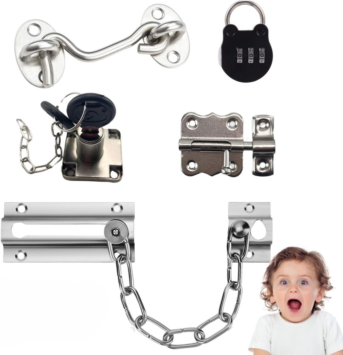 SnelShoppen - Potatomato DIY Accessoires voor Peuters - Educatieve Montessori Speelgoed met Grendel, Deurslot, Ketting en Poorthaak - Veilig en Eenvou