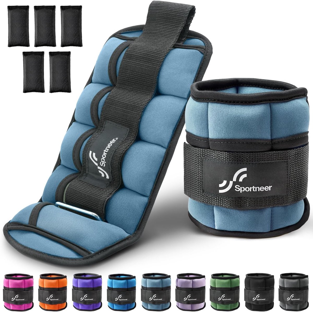 SnelShoppen - Verstelbare Enkelgewichten - 2 Stuks - 0,45kg tot 3,2kg - Ideaal voor Cardiovasculaire Oefeningen - Ankle/Wrist Weights - Fitness Access