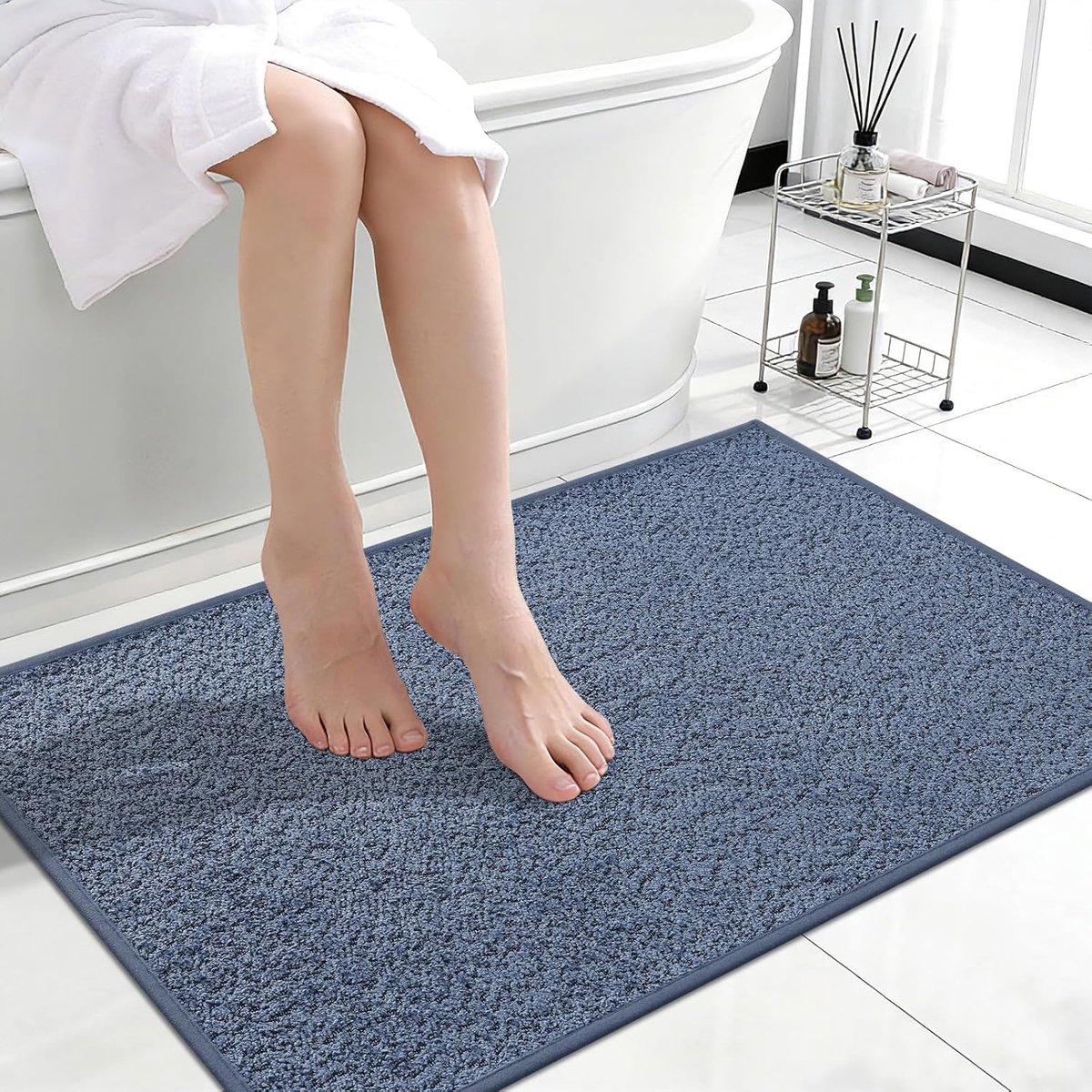 SnelShoppen - Homaxy Dun Badmat, Badkamer Tapijt, Antislip met Rubber Onderkant, Absorberend en Sneldrogend, Wasbaar, Badmat met Korte Pool 60 x 90 cm