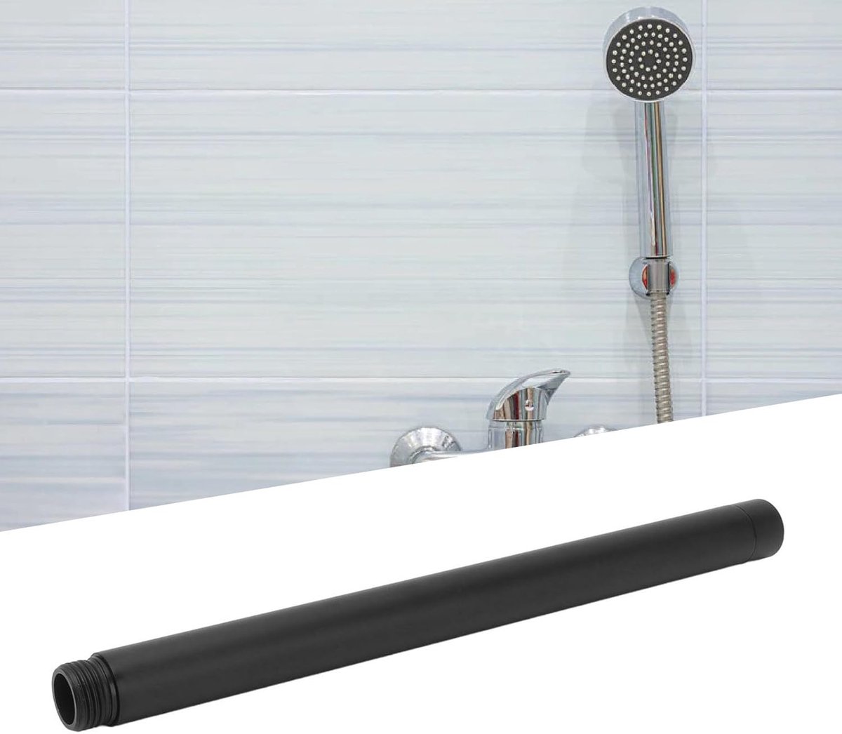 SnelShoppen - Zwarte Douche Slang, Douchekop Verlenging, RVS, Dun, Roestvrij, Vervangende Douche Slang voor Luxe Badkamer Accessoires