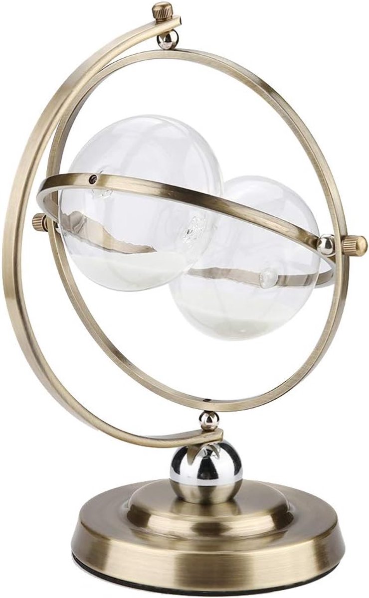 SnelShoppen - Rotating Hourglass 1 Uur Timer Vintage Zandloper van Metaal voor Thuisdecoratie, Tijdbeheer, Yoga en Sport