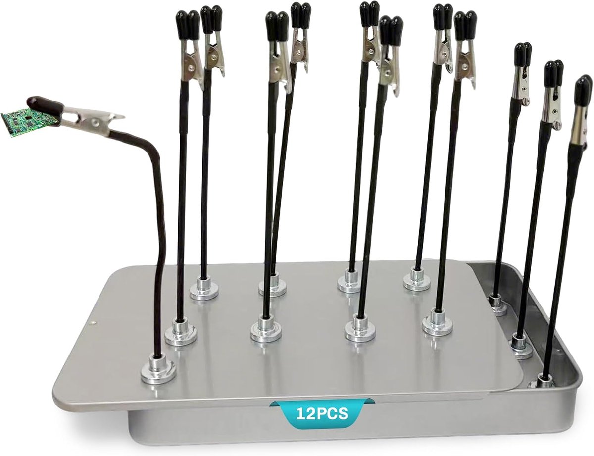 SnelShoppen - 10x Derde Hand Solderen met Flexibele Armen en Magnetische Basis - Professionele Solderingshulp - Handige Crocodile Klemmen voor Precisi