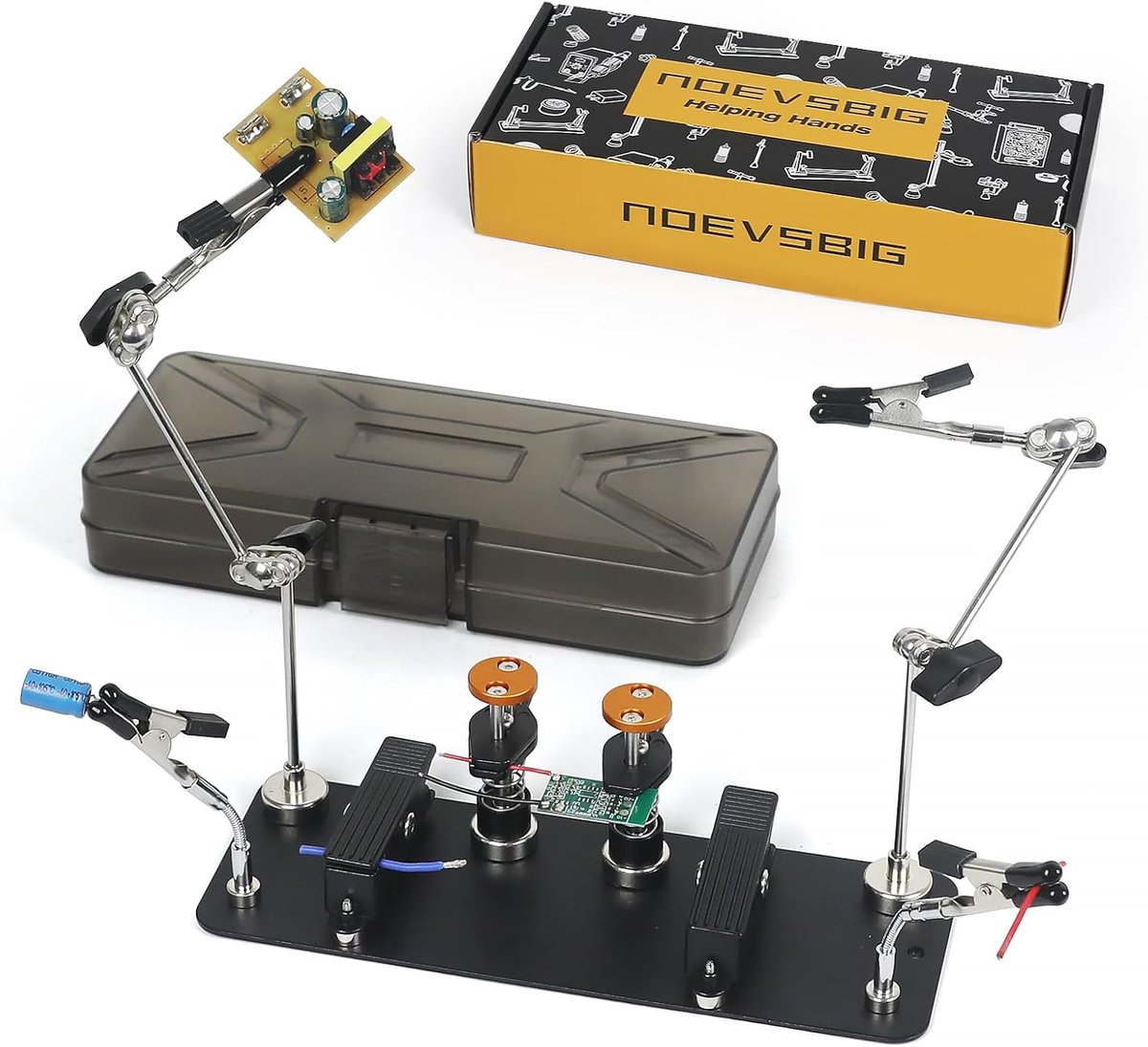 SnelShoppen - Derde Hand Loodstation met Dubbele Klem, Magnetische Soldeerhulp met Verstelbare Armen, Stevige Antislip Magnetische Basis, PCB Houder v