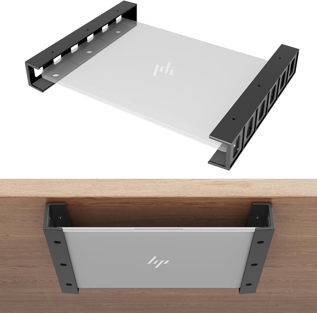Multifunctionele Onder-Bureau Houder en Wandbeugel voor Laptop, Tablet en Toebehoren, Ruimtebesparende Organiser voor Thuis en Kantoor