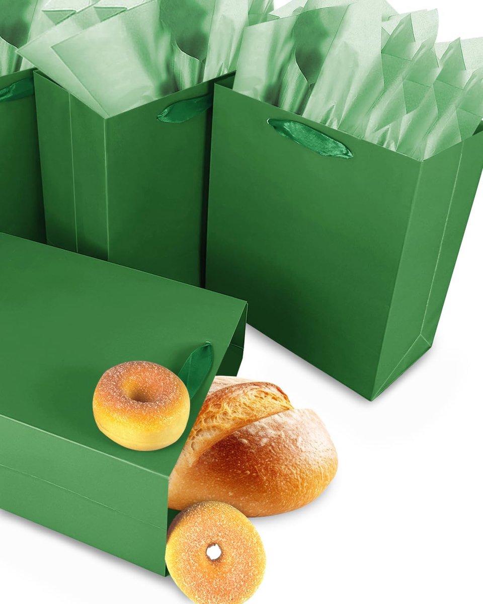 SnelShoppen - Donkergroene Cadeautassen van Karton met Papieren Voering - 5 Stuks - 20 x 11 x 24 cm - Perfect voor Bruiloften, Verjaardagen en Feestje